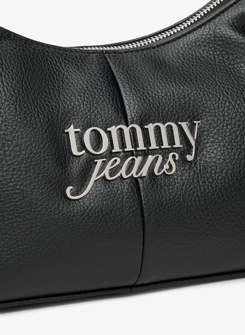 Tommy Jeans Black Metal Logo Shoulder Bag for Women | Best Price UAE